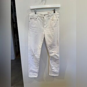 AG Adriano Goldschmied Women’s Slouchy Slim Ex-Boyfriend White Jeans, size 25